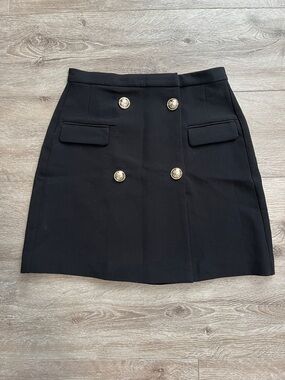 Dynamite Black Mini Skirt with Gold Buttons